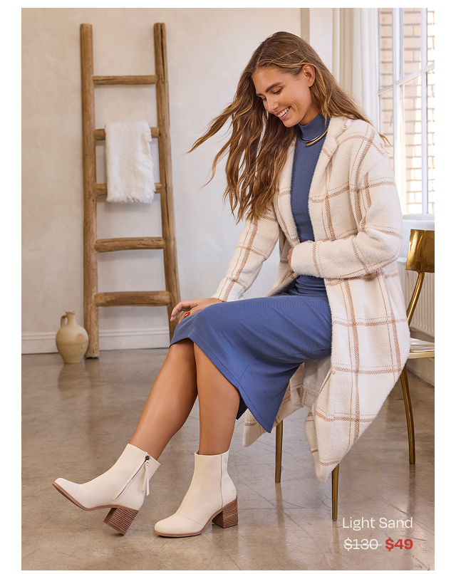 Evelyn Light Sand Leather Heeled Boot - Image