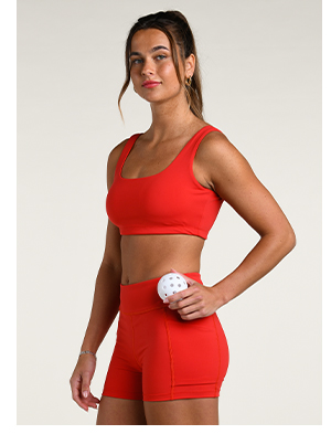 Court Coquette Solid Sports Bra - Ruby