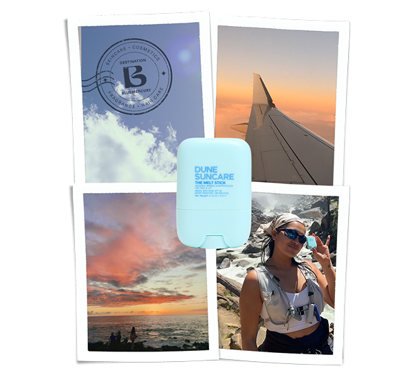 dune suncare the melt stick spf 50 with travel polaroid pictures behind it