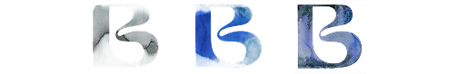 3 letter b's for bluemercury in a watercolor design