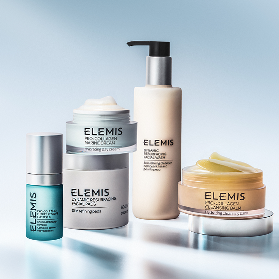 the image is of the a product assortment of the brand elemis