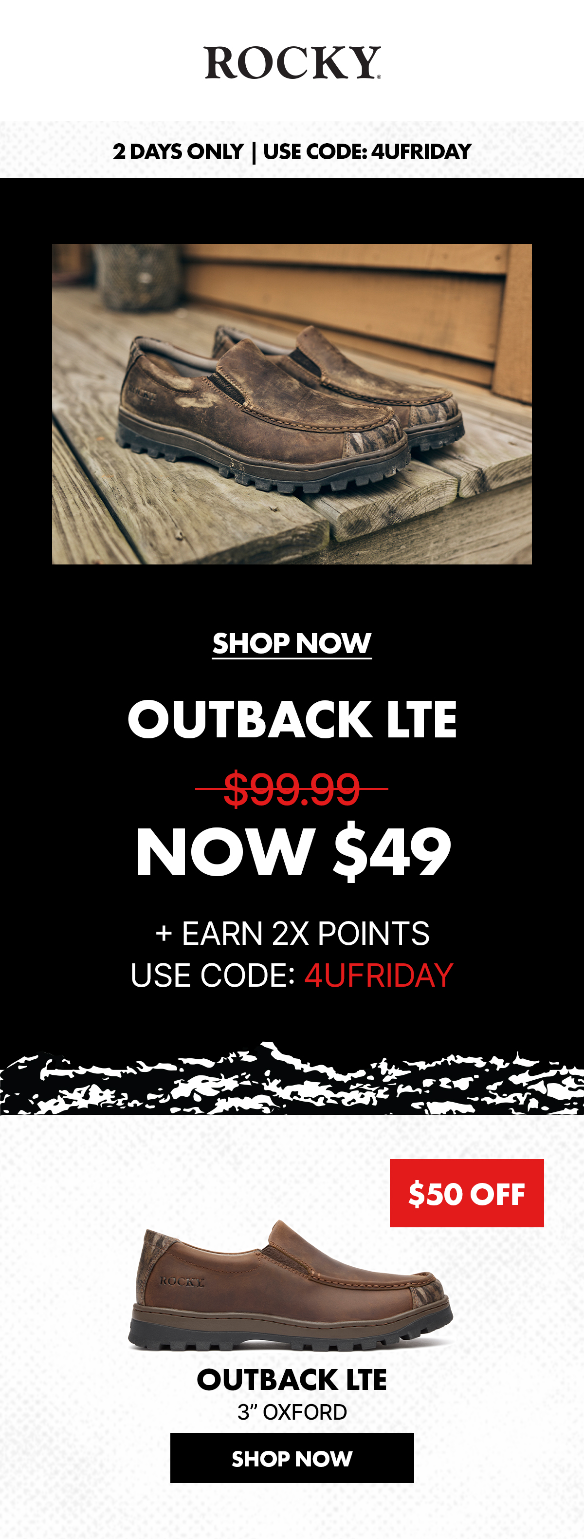rocky boots | 2 days only | use code: 4UFRIDAY | shop now outback lte oxford shoes | Now only $49 marked down from $99.99 