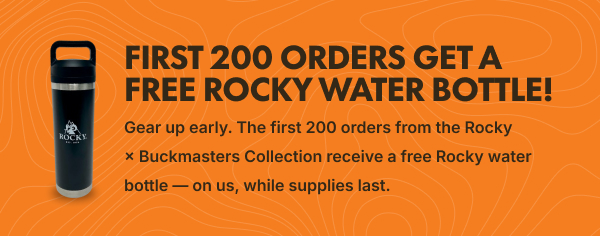 first 200 orders get a free rocky water bottle!