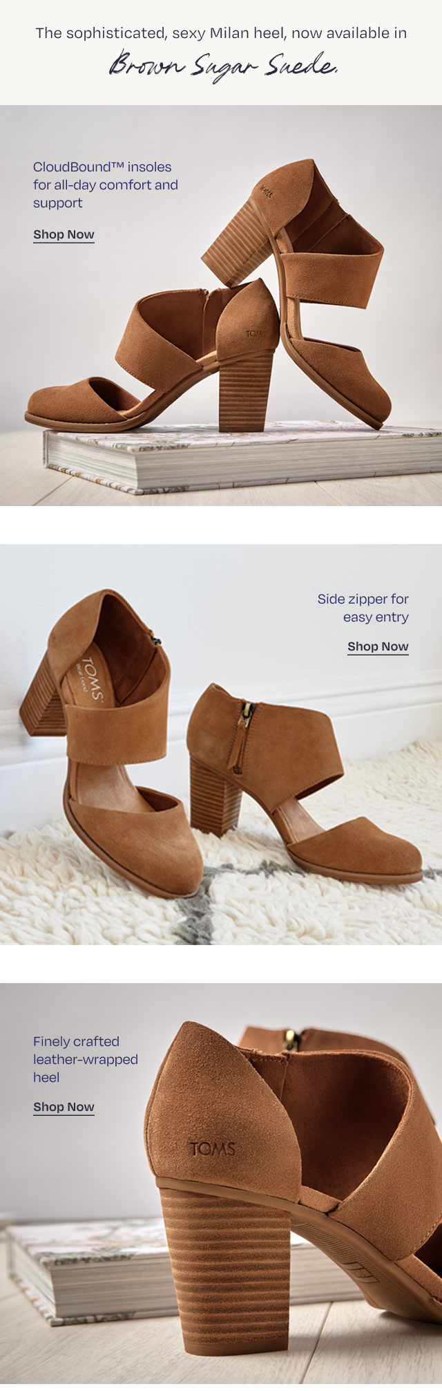 Womens Milan Heel Brown Sugar Suede - Image