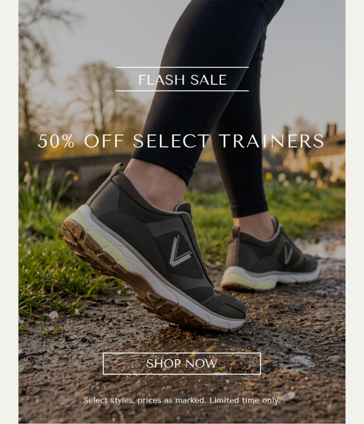 FLASH SALE - 50% OFF SELECT TRAINERS - SHOP NOW - Select styles, prices as marked. Limited time only.