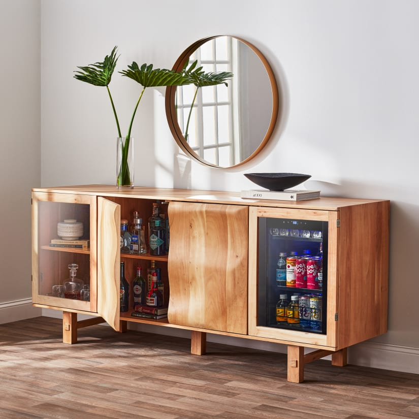 Aya Wave Wine Credenza With Cooling Storage Option