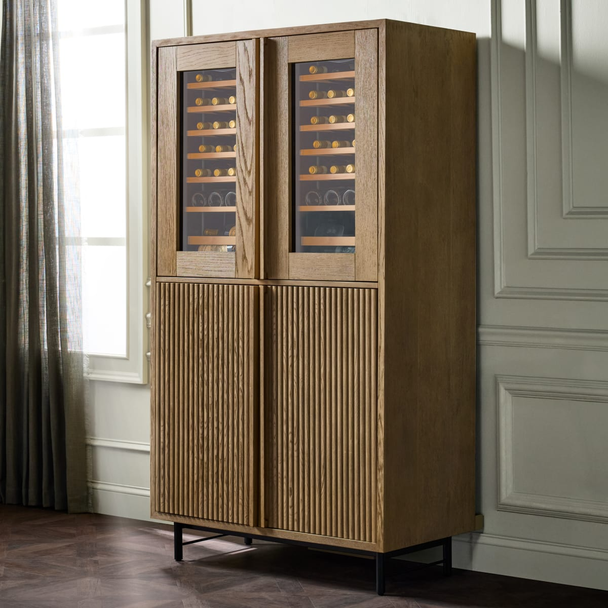 Touraine Reeded Bar Cabinet with Integrated Cooling