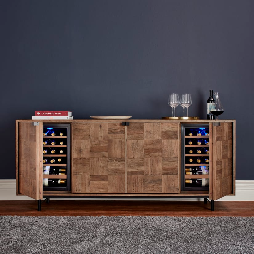 Loire American Oak Wine Credenza with Integrated Wine Coolers