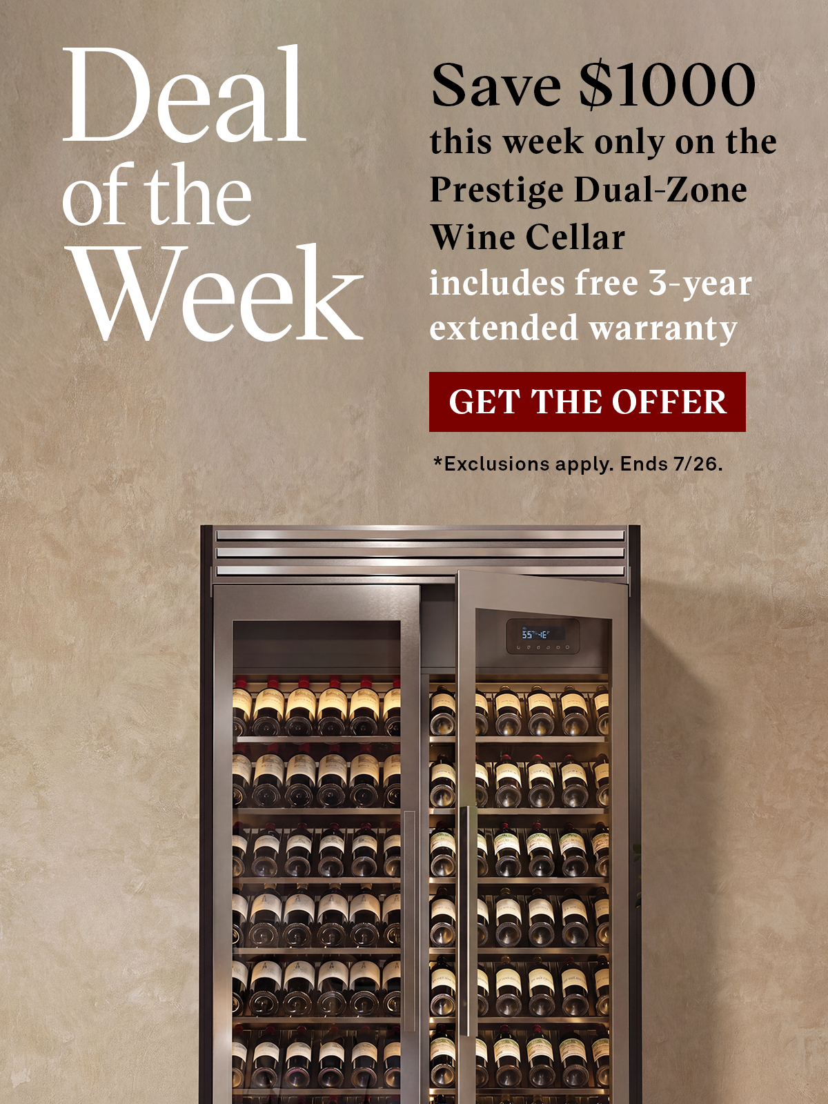 Deal of the Week - Prestige Dual-Zone Wine Cellar Deal of the Week - Prestige Dual-Zone Wine Cellar