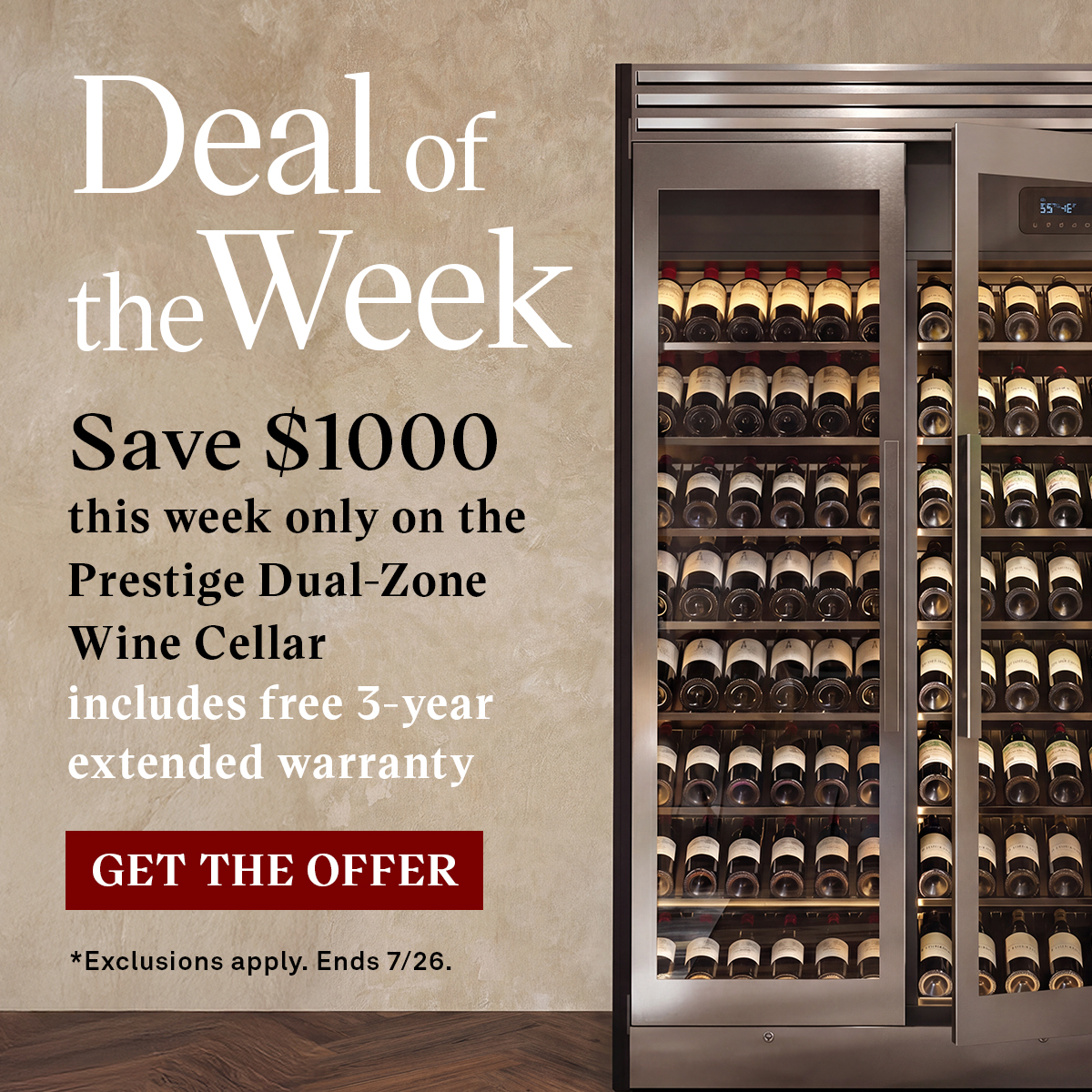 Deal of the Week - Prestige Dual-Zone Wine Cellar Deal of the Week - Prestige Dual-Zone Wine Cellar