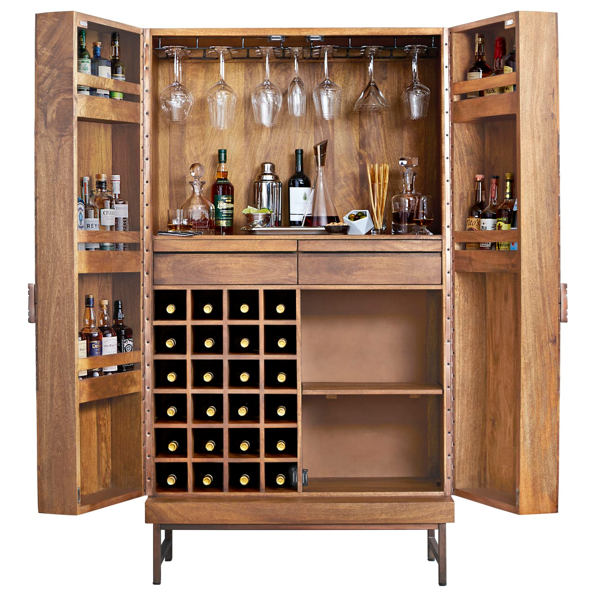 Cheverny Metal Inlay Bar Cabinet with Cooling Storage Option - Without Wine Refrigerator