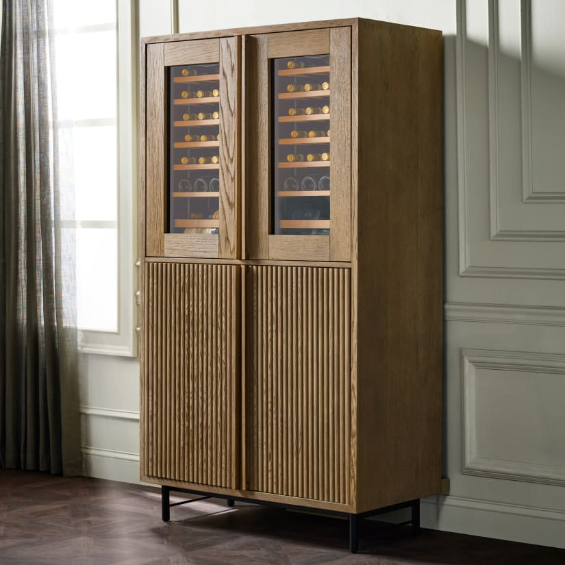 Touraine Reeded Bar Cabinet with Integrated Cooling