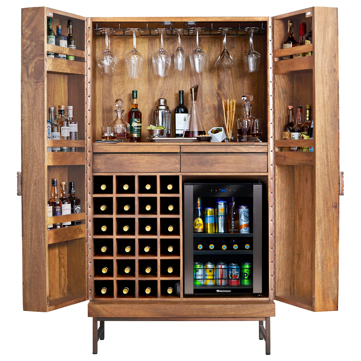 Cheverny Metal Inlay Bar Cabinet With Beverage Center
